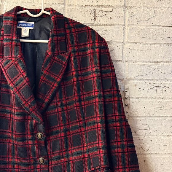 ✨ Pendleton Classic Wool Blazer – Size 16 – Red & Green Tartan Plaid ✨ - Picture 3 of 10